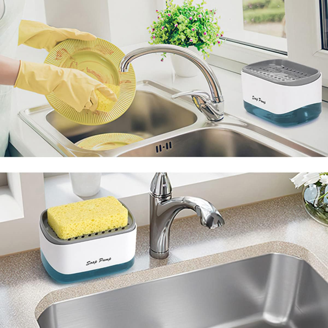 Soap Dispenser with Sponge Holder for Kitchen Sink