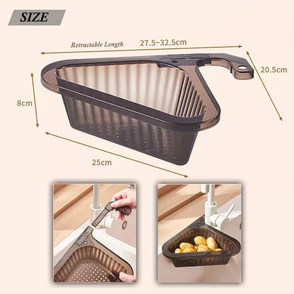 Telescopic Kitchen Sink Drain Basket, Hanging Strainer Rack Fruit Vegetable Washing Basket