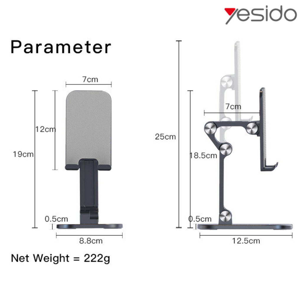 Desktop Mobile Phone Stand Aluminum Alloy Tablet Holder - Yesido C104
