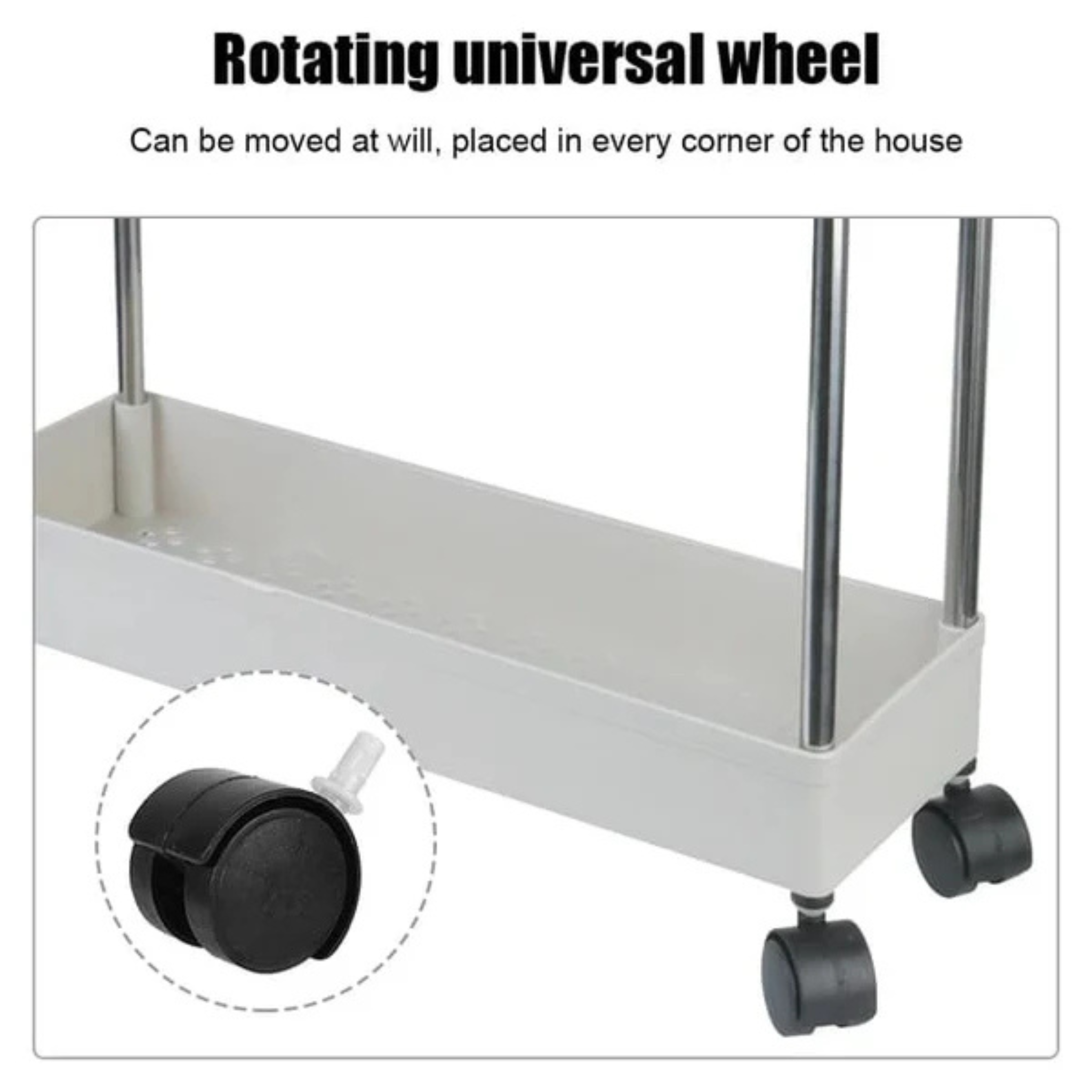 4 Tier Kitchen Shelf Trolley Rack, Multi-functional Storage Organizer Cart