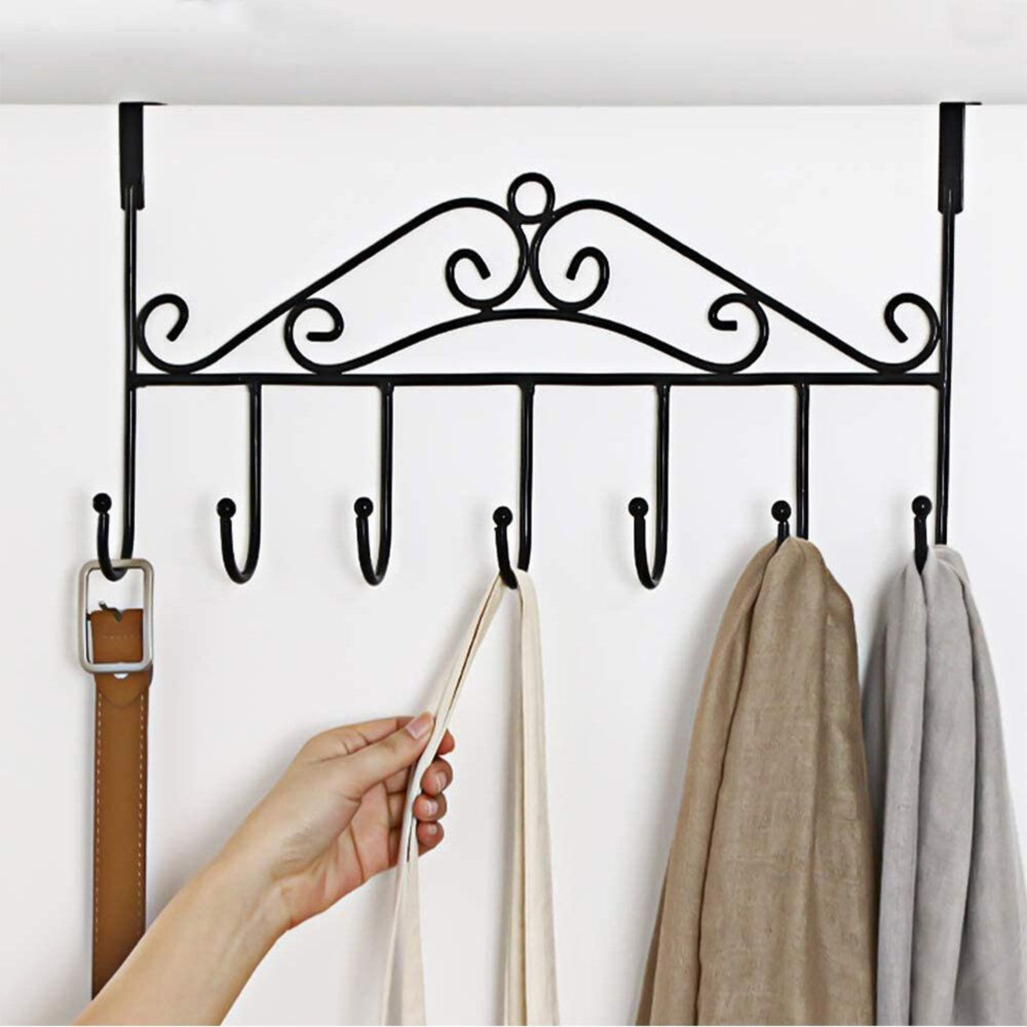 Space Saving 7 Hooks Stainless Steel Door Back Clothes Hanger