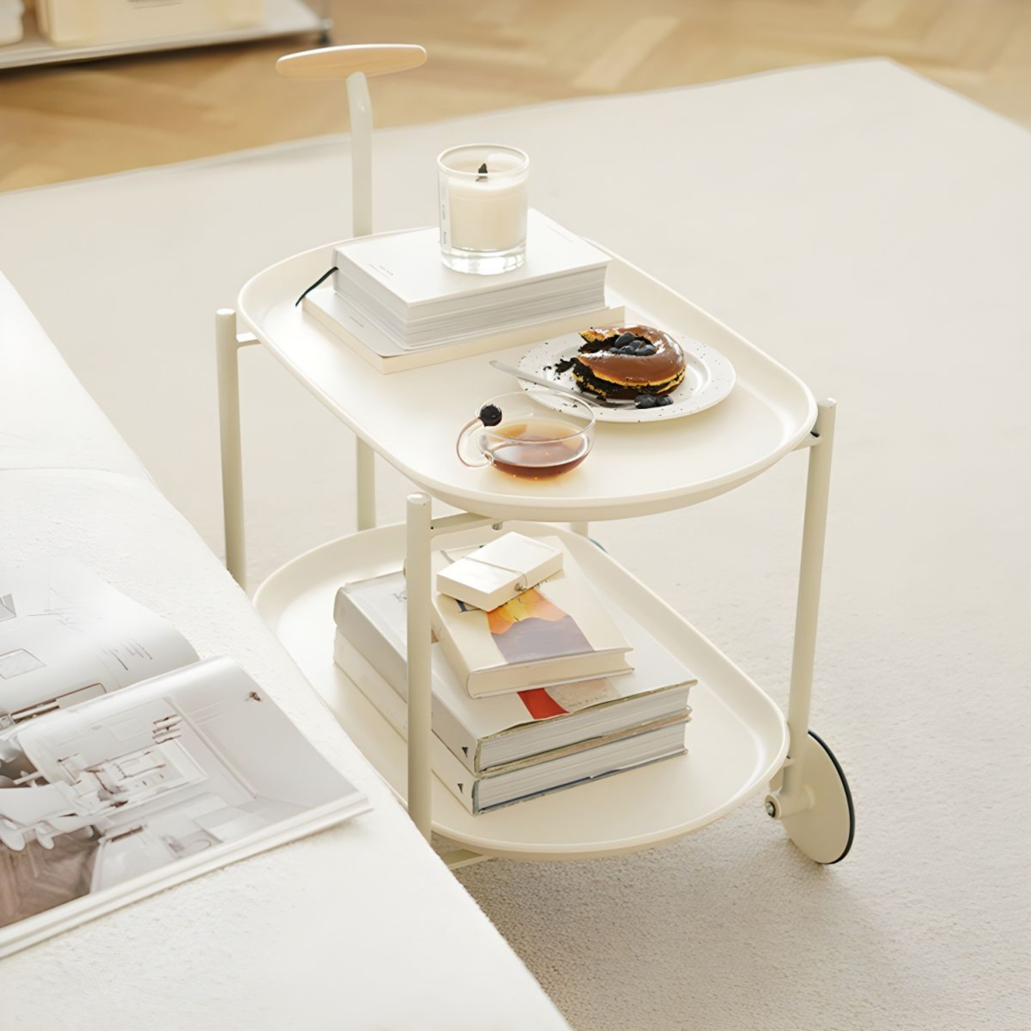 2 Tier Utility Storage Coffee & Tea Serving Trolley Cart Table