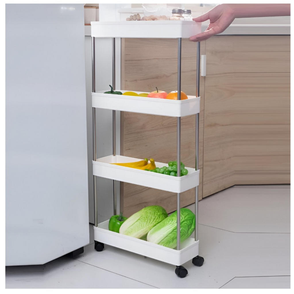 4 Tier Kitchen Shelf Trolley Rack, Multi-functional Storage Organizer Cart