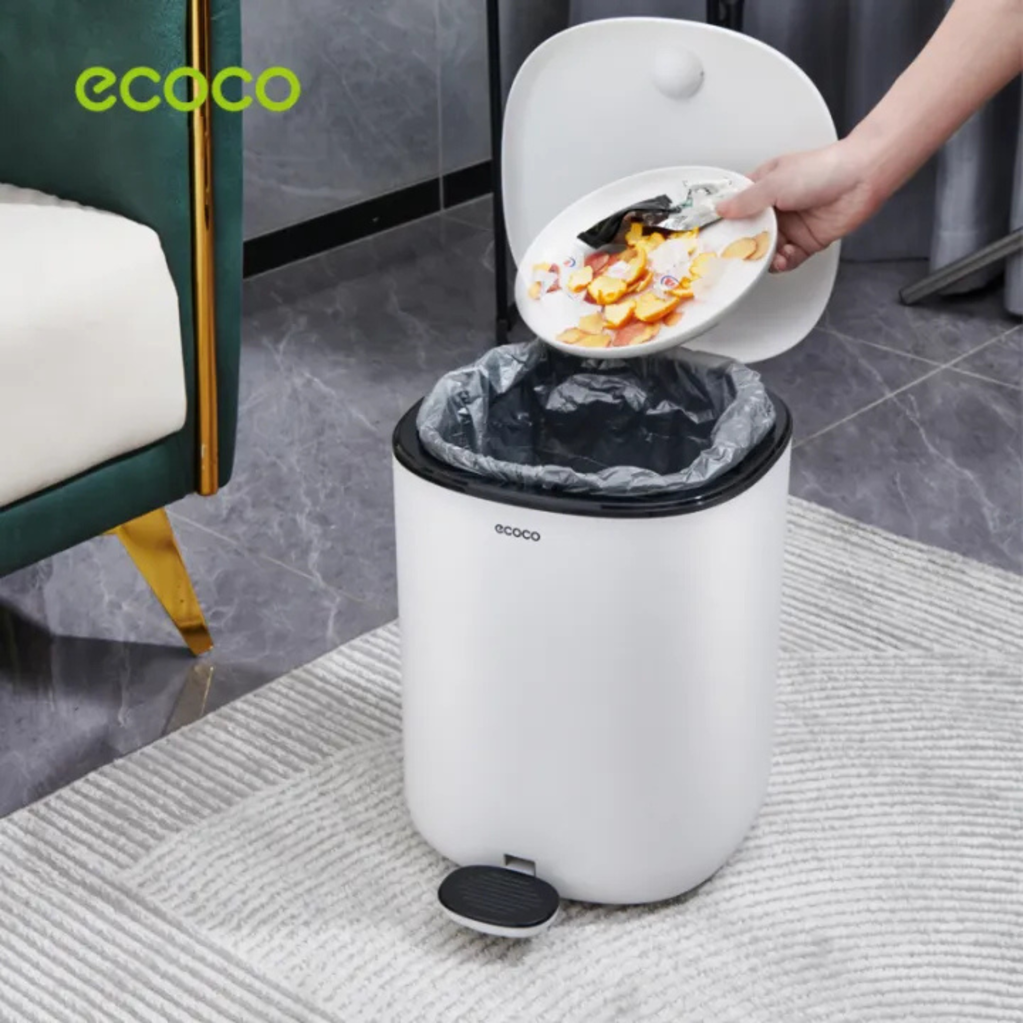Ecoco 11 Liter Garbage Trash Bin with Foot Pedal