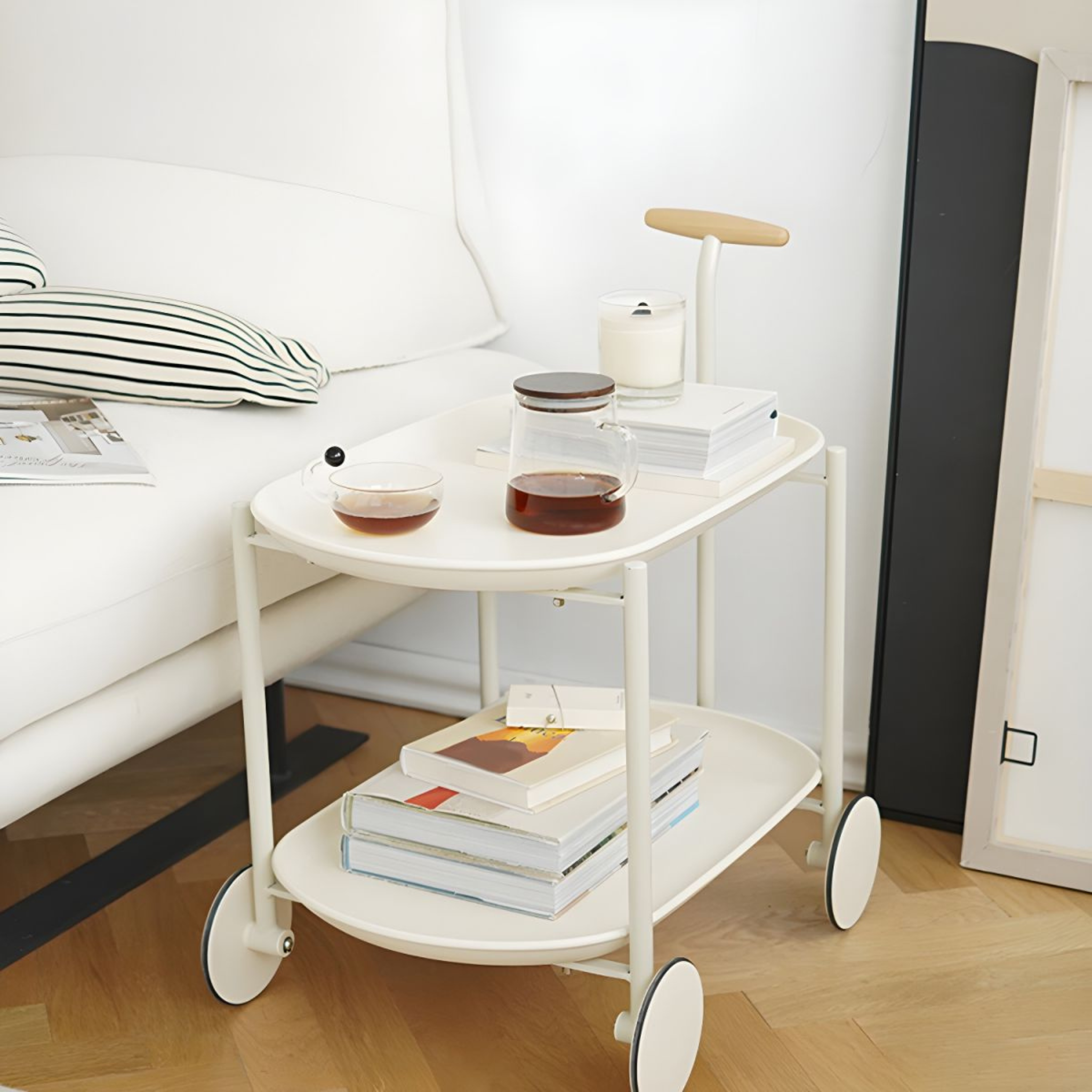 2 Tier Utility Storage Coffee & Tea Serving Trolley Cart Table