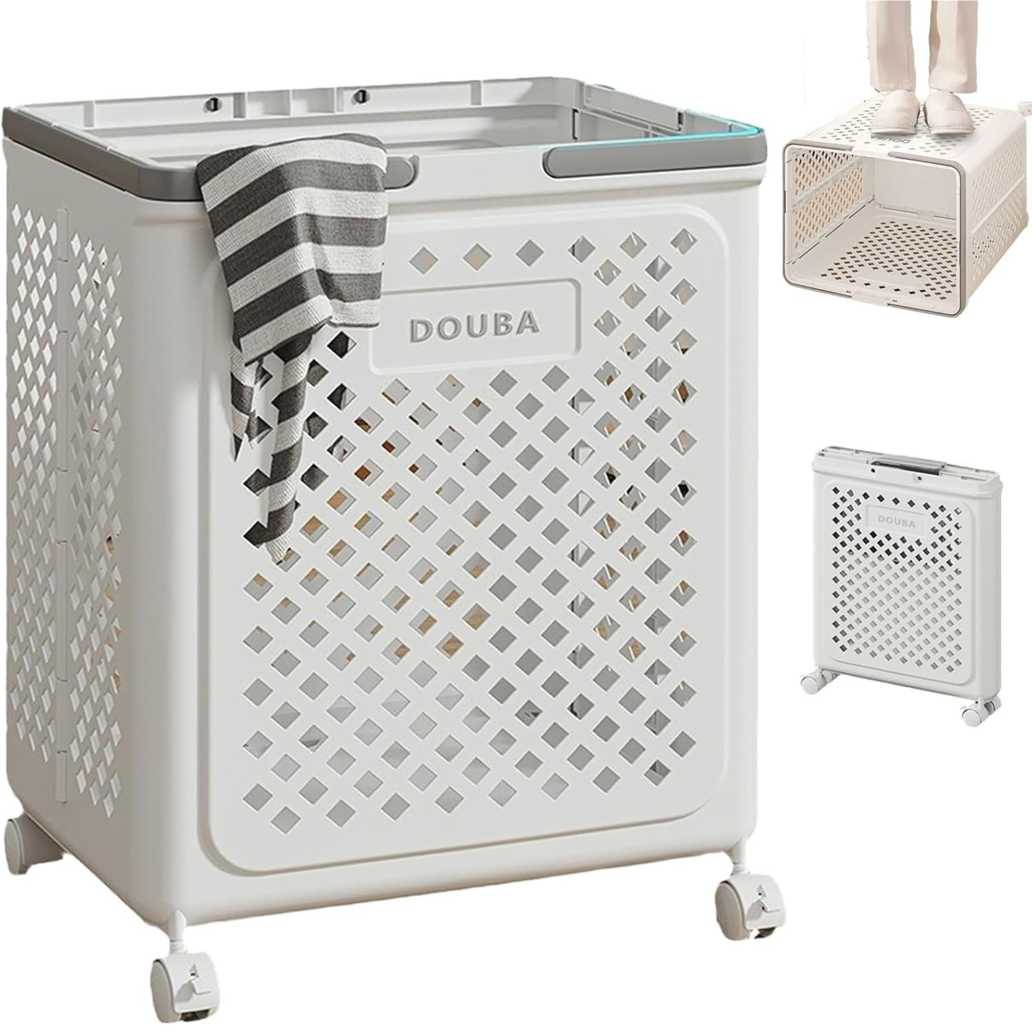 Large Capacity Folding Laundry Basket with Wheels