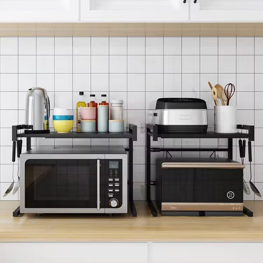 Microwave Oven Rack for Kitchen - Adjustable Microwave Oven Stand