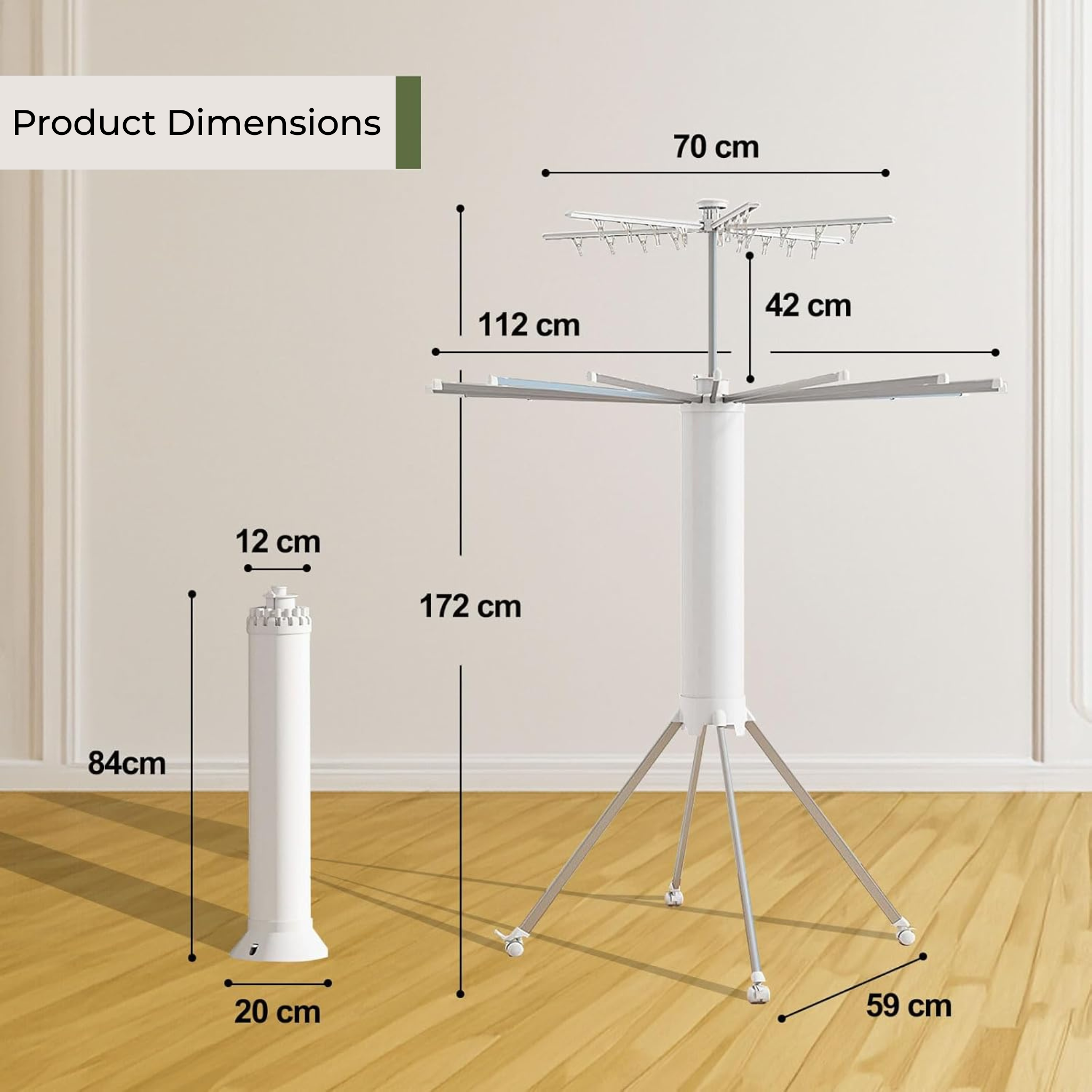 Folding Clothes Dryer, 360° Octopus Clothes Airer with Locking Wheels