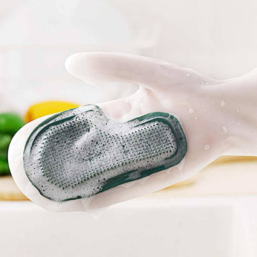 1 Pair Multi Purpose Silicone Scrub Gloves - for Kitchen Dish Washing & Household Cleaning