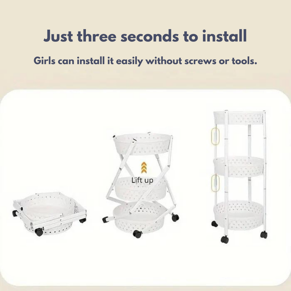 3 Layer Kitchen Trolley Rack - Kitchen Storage Shelf with Wheels