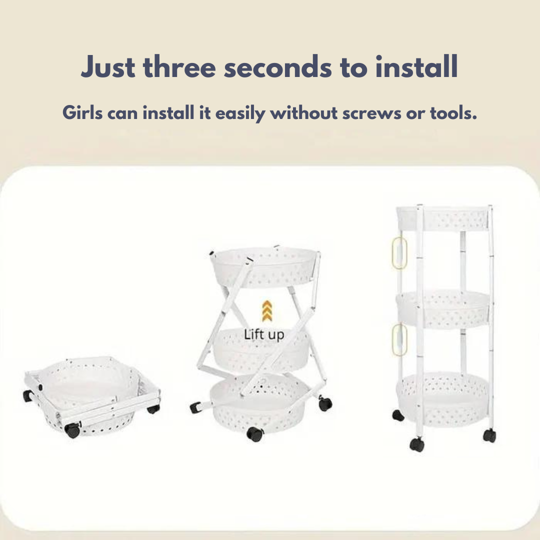 3 Layer Kitchen Trolley Rack - Kitchen Storage Shelf with Wheels