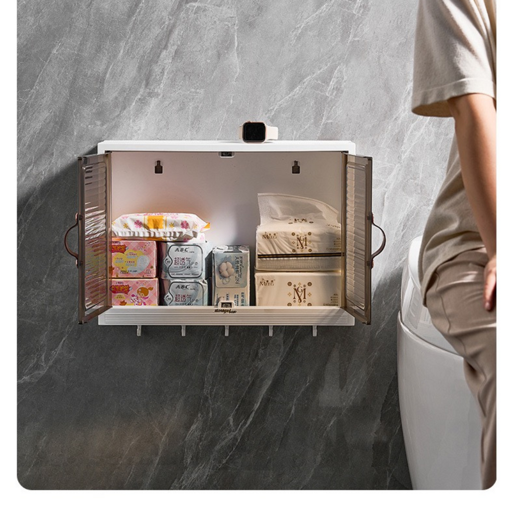 Wall Mounted Organizer Cabinet - Multi-functional Punch Free Storage Rack
