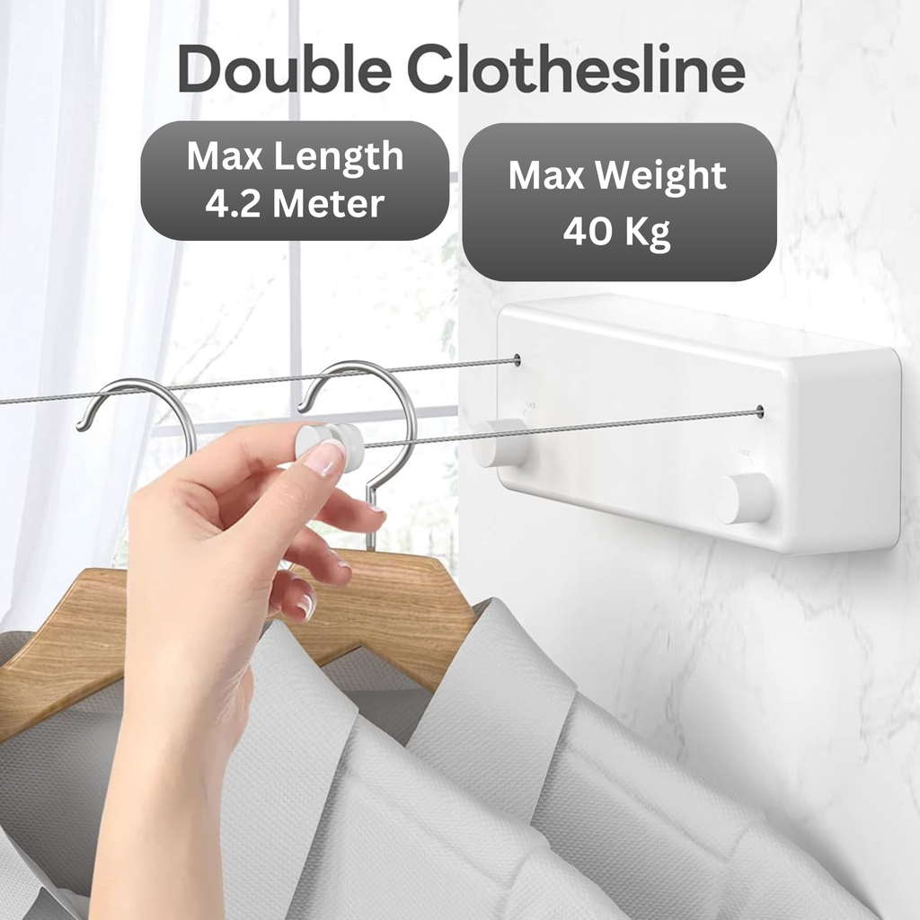 Double Retractable Steel Wire Indoor Clothes Hanger Clothesline