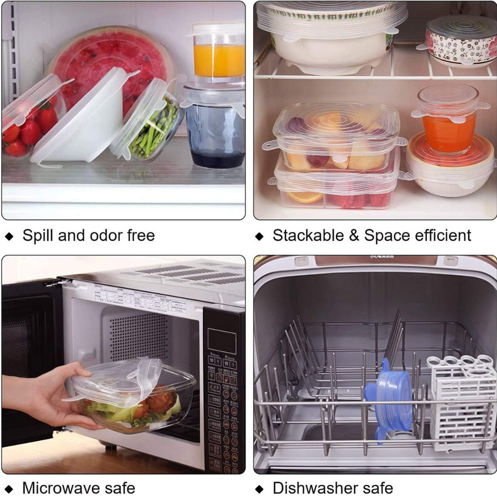 6 Pcs/Set Stretchable Reusable Silicone Lid Food Storage Covers