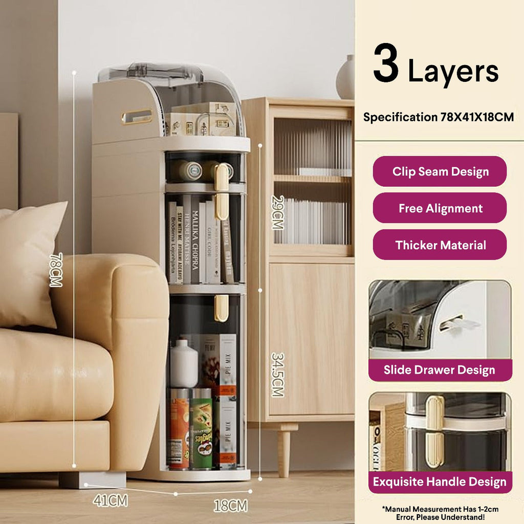 Smart Narrow Gap Tower Bathroom Storage Organizer, Chest of Drawers Floor Cabinet