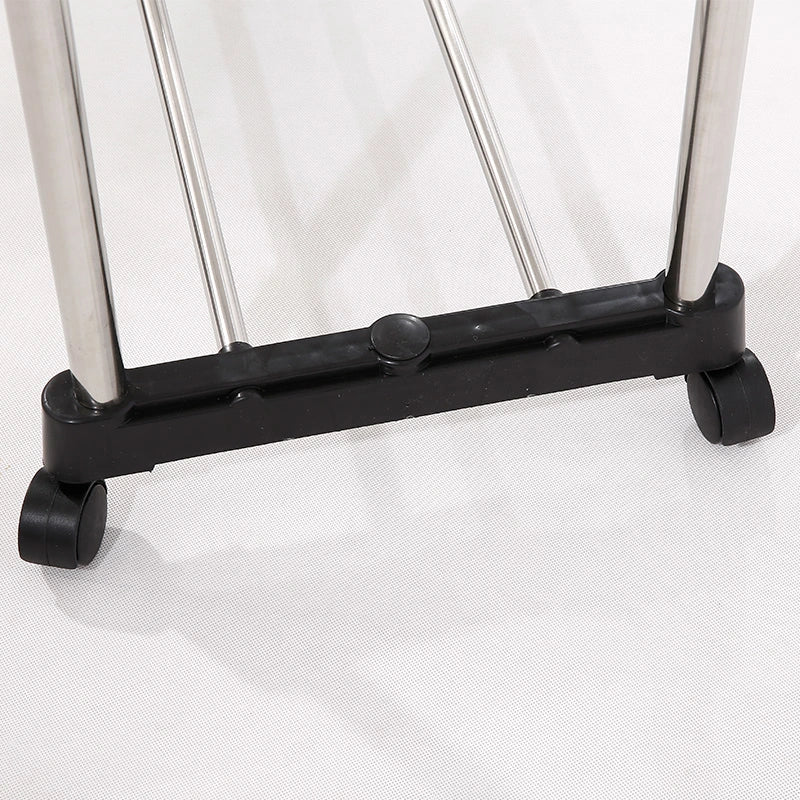 Stainless Steel Double Rails 2x Telescopic Clothes Rack with Wheels