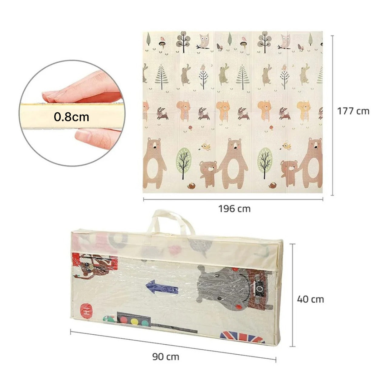 Baby Play Mat, Folding Baby Crawling Two Sided Play Mat