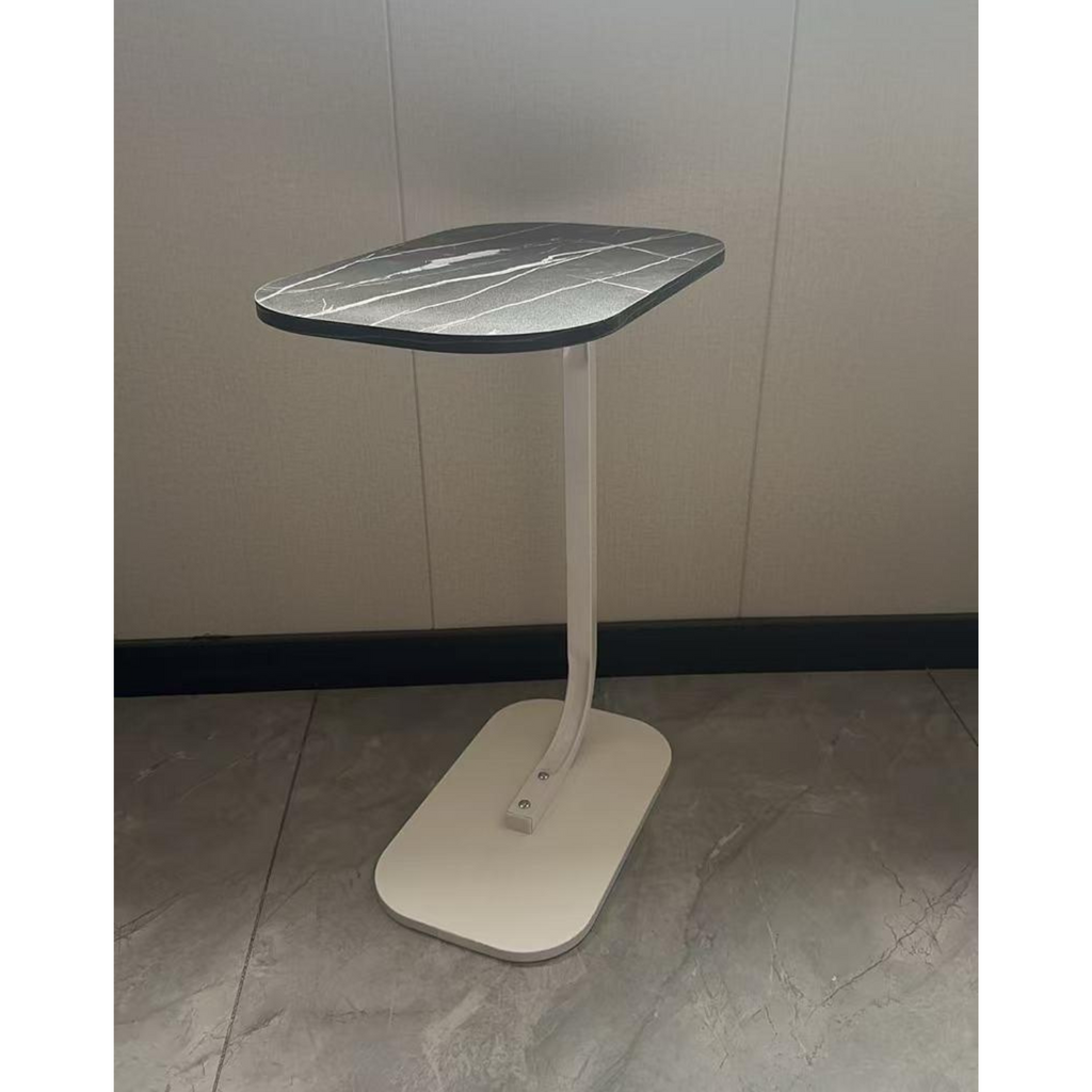 C Shaped Wooden Coffee Side Table for Living Room