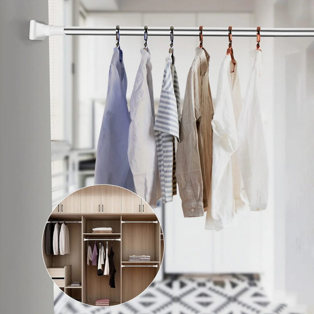 Adjustable Telescopic Curtain Rod – No Wall Drilling, Multipurpose