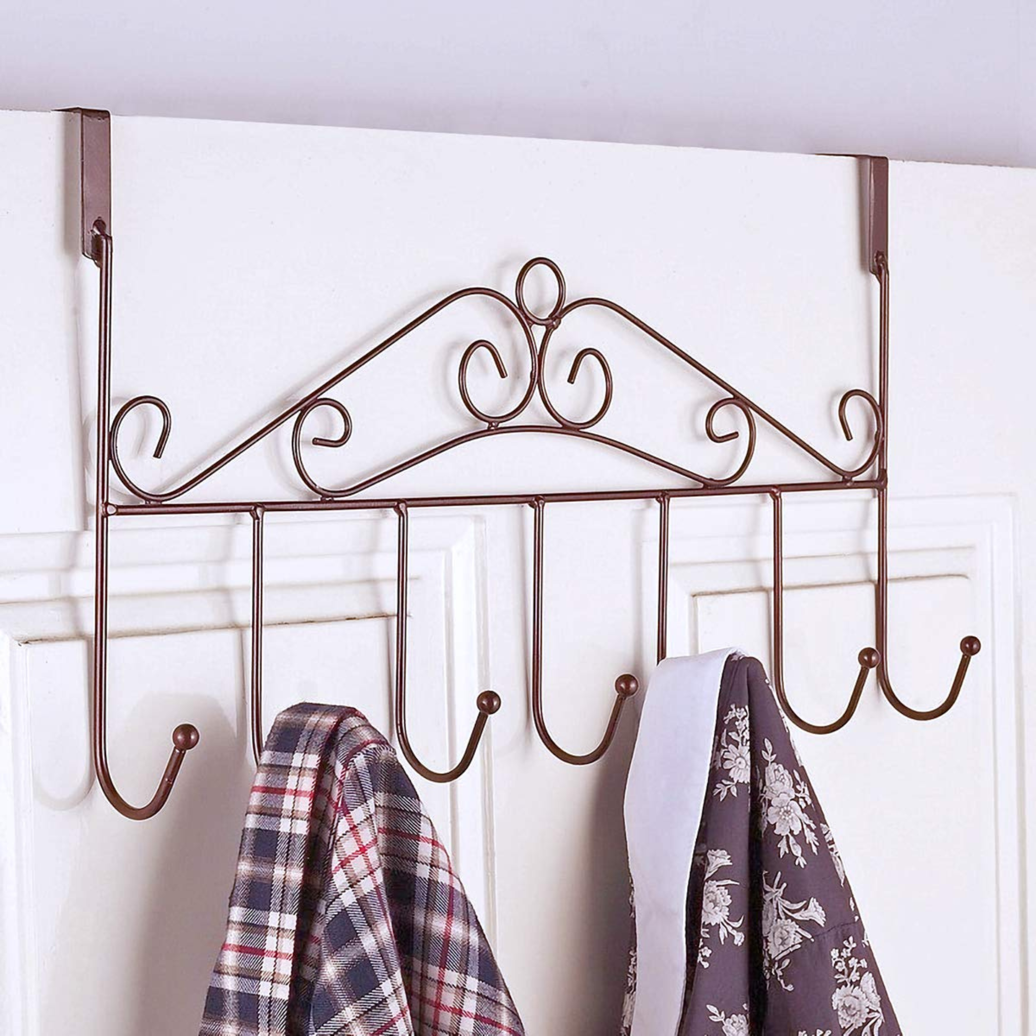 Space Saving 7 Hooks Stainless Steel Door Back Clothes Hanger