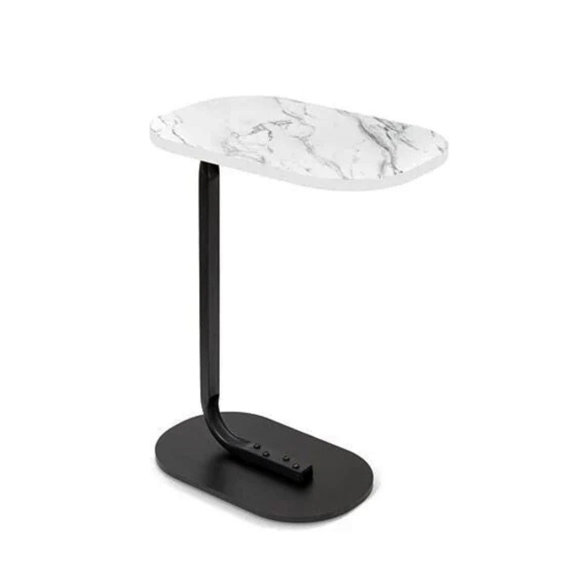 C Shaped Wooden Coffee Side Table for Living Room