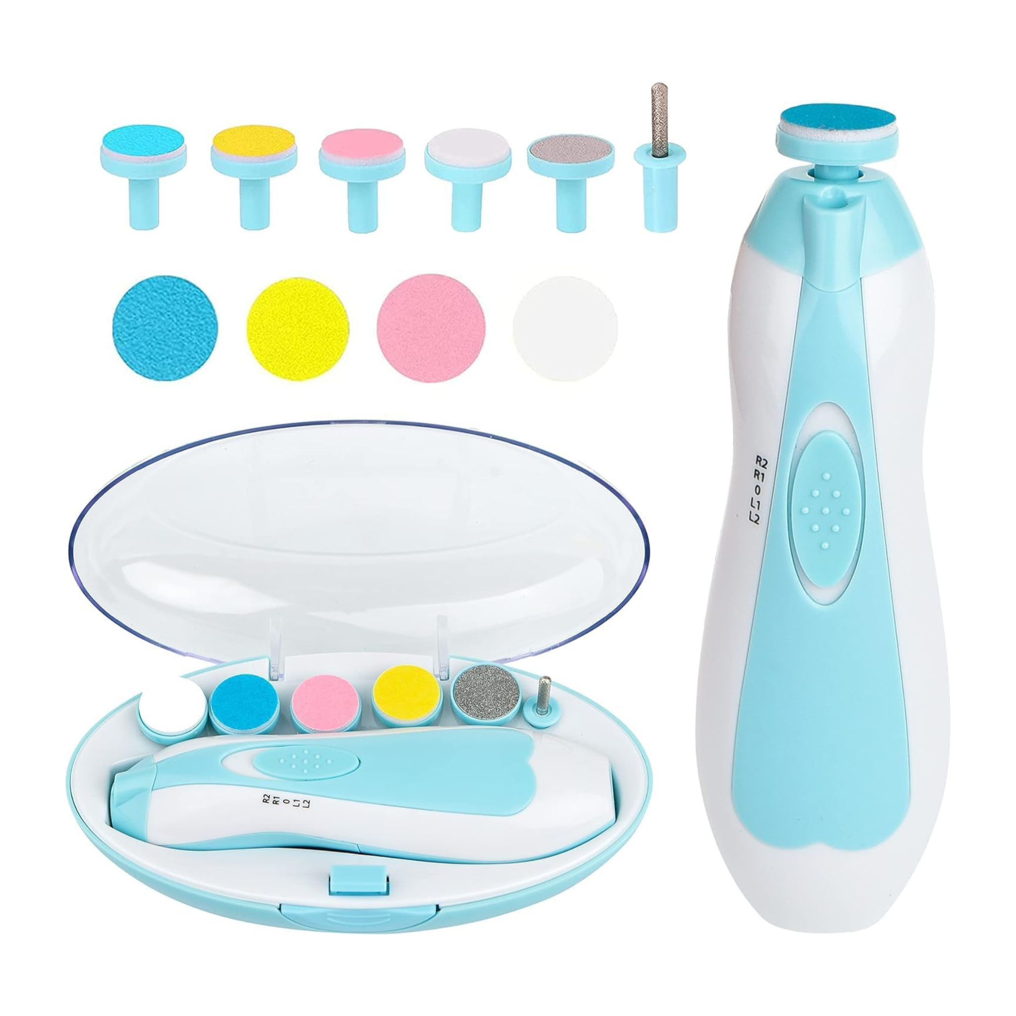 Electric Baby Nail Trimmer Set with 6 Grinding Heads