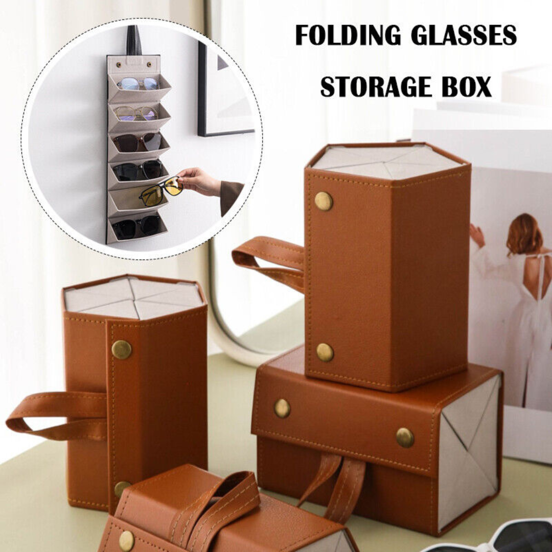6 Slots Foldable Leather Travel Sunglass Organizer