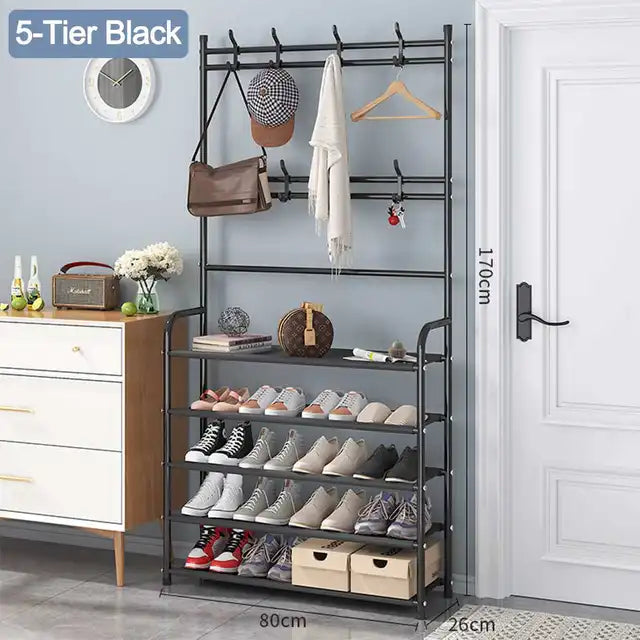 Multifunctional 5 Layer Hall Tree Organizer Rack for Shoe, Bag, Hat & Shirts