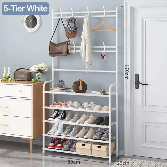 Multifunctional 5 Layer Hall Tree Organizer Rack for Shoe, Bag, Hat & Shirts