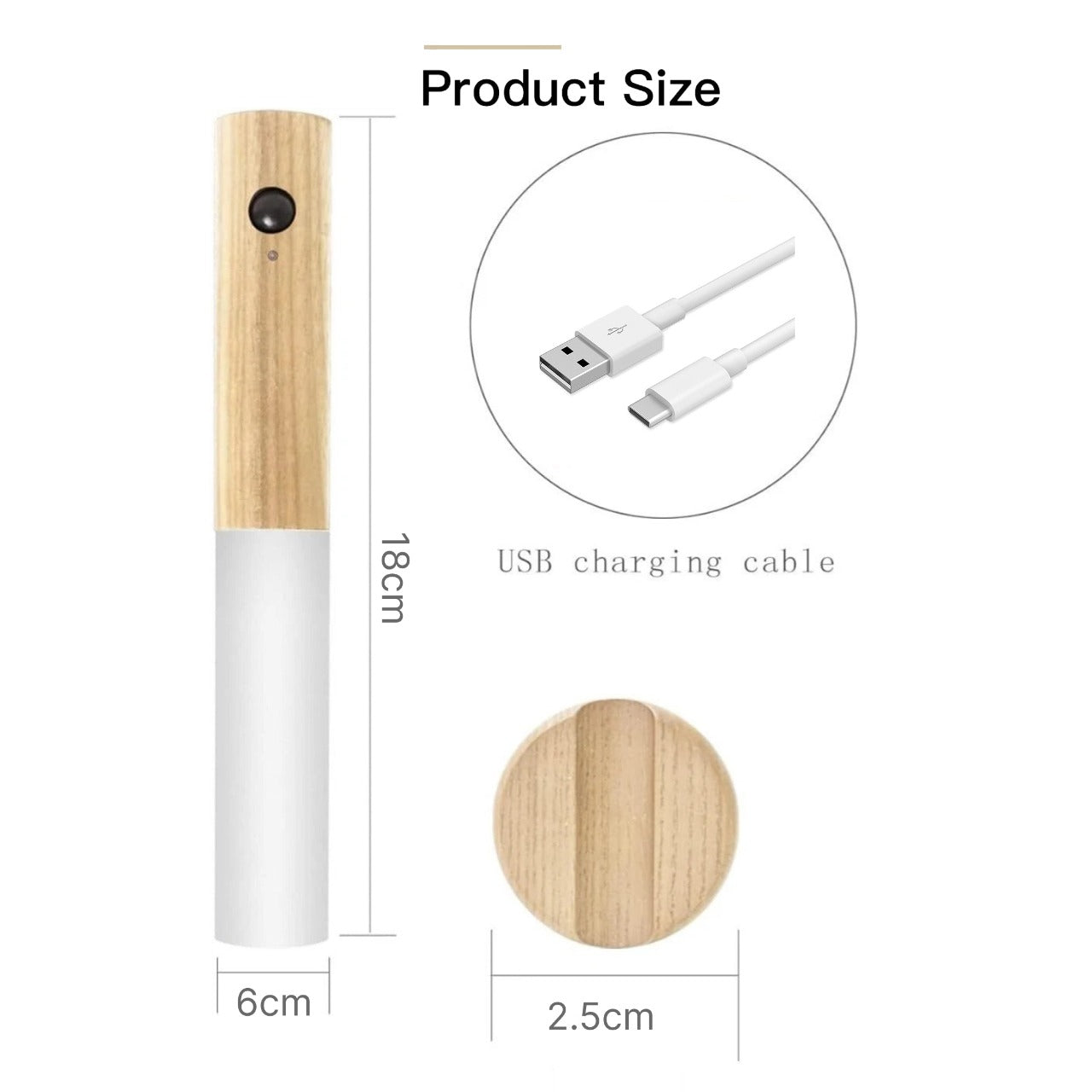 Wall Mounted Rechargeable Motion Sensor Night Lamp, Magnetic Induction Wooden Design Light