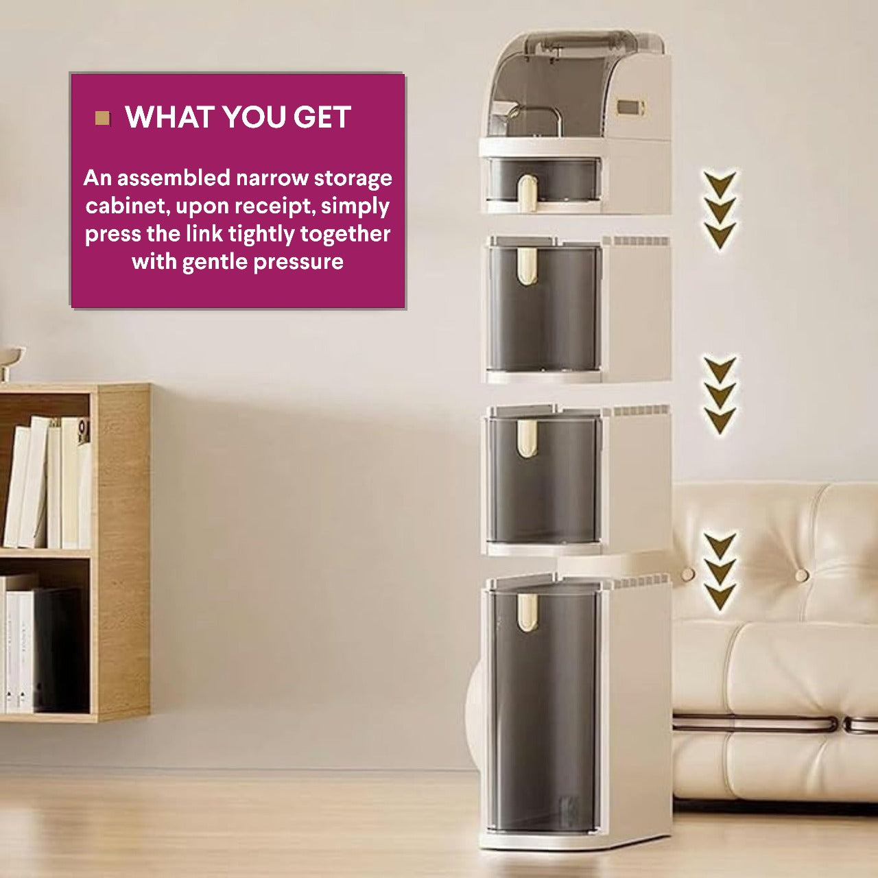 Smart Narrow Gap Tower Bathroom Storage Organizer, Chest of Drawers Floor Cabinet