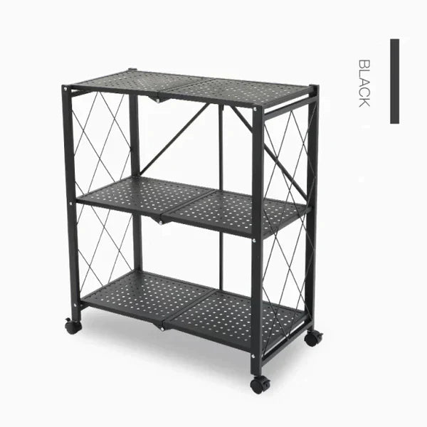 Multi Tier Heavy Duty Foldable Kitchen Storage Rack with Wheels