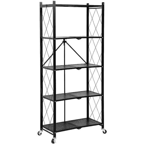 Multi Tier Heavy Duty Foldable Kitchen Storage Rack with Wheels