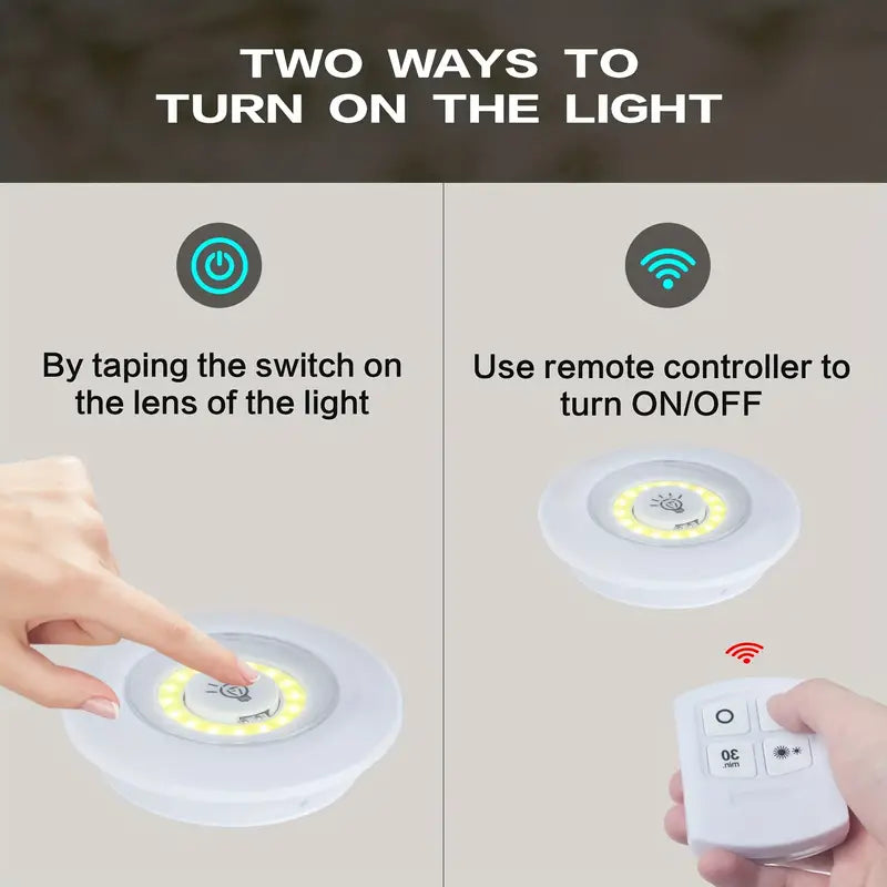 3 Pcs/Set Dimmable Under Cabinet LED Lights with Remote Control