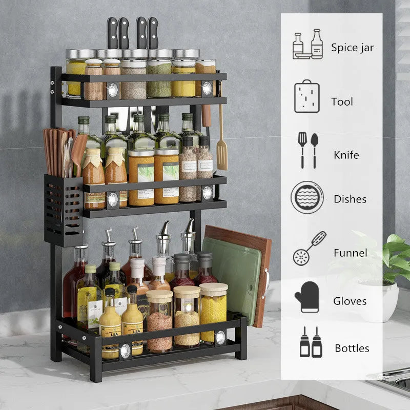3 Tier Stainless Steel Kitchen Countertop Spice Rack