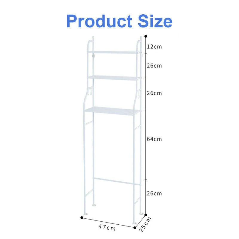 3 Layer Metal Toilet Storage Rack (White)