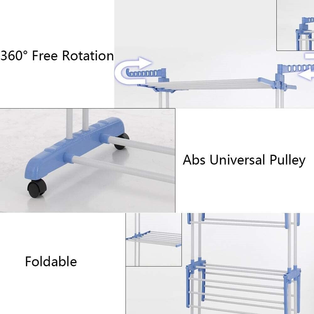 3 Layer Foldable Clothes Drying Rack - Large Capacity Cloth Hanger