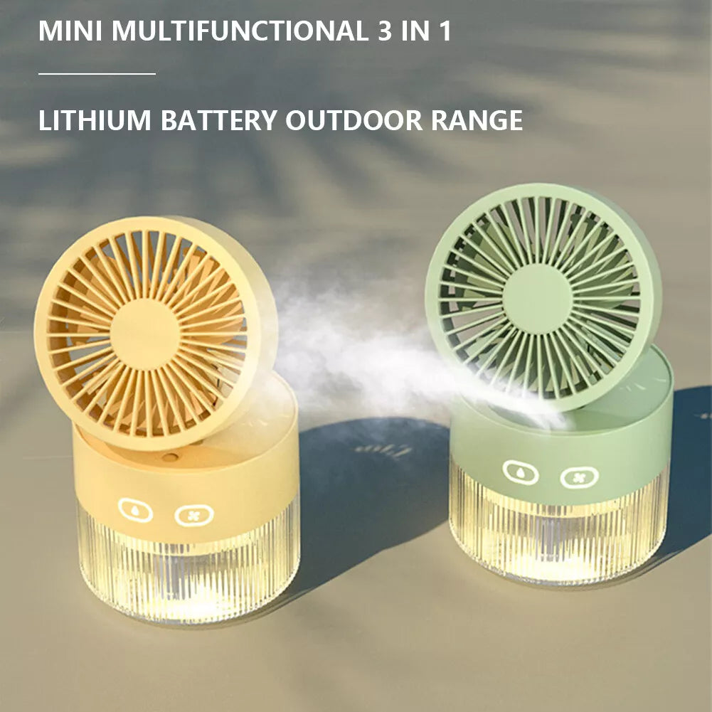 3 Speed Mini Desk Fan with Mist Spray