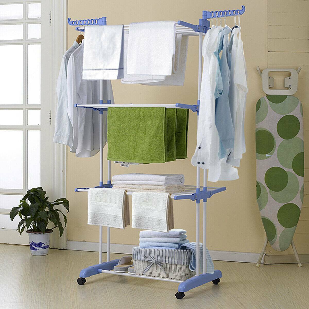 3 Layer Foldable Clothes Drying Rack - Large Capacity Cloth Hanger