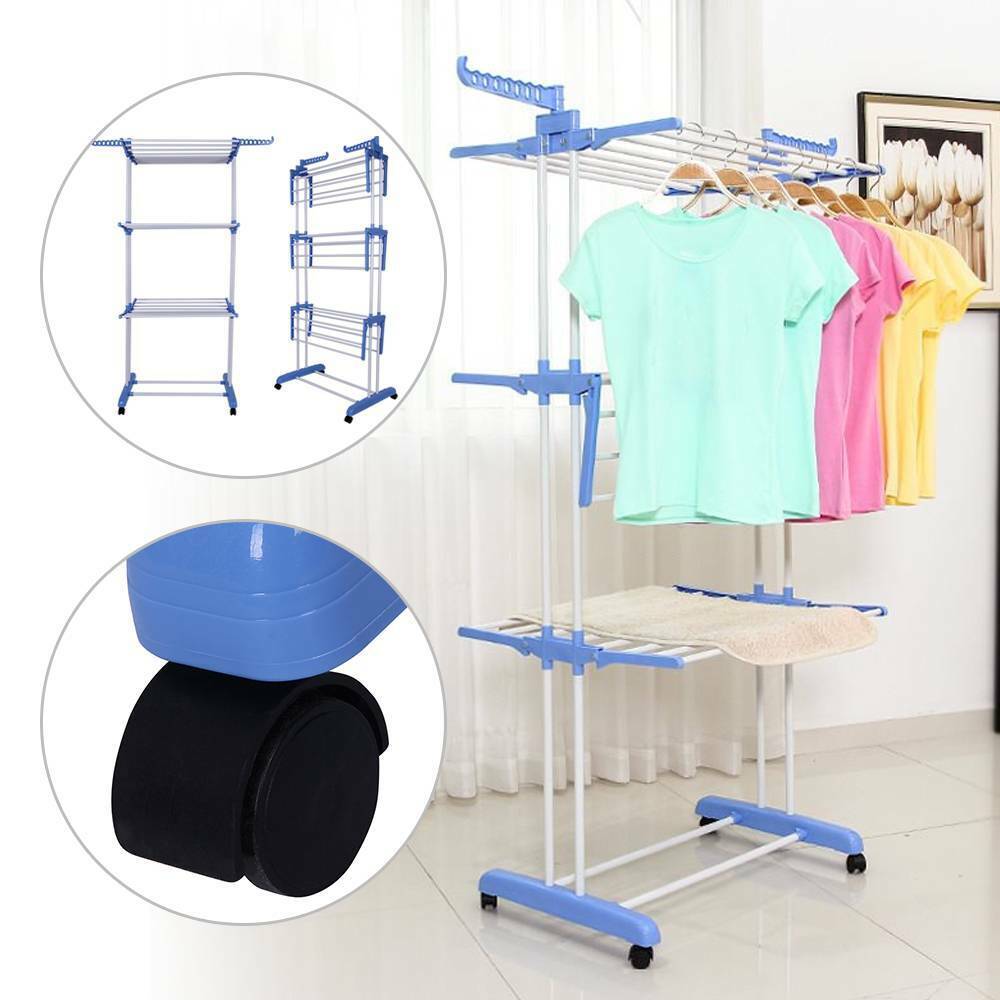 3 Layer Foldable Clothes Drying Rack - Large Capacity Cloth Hanger