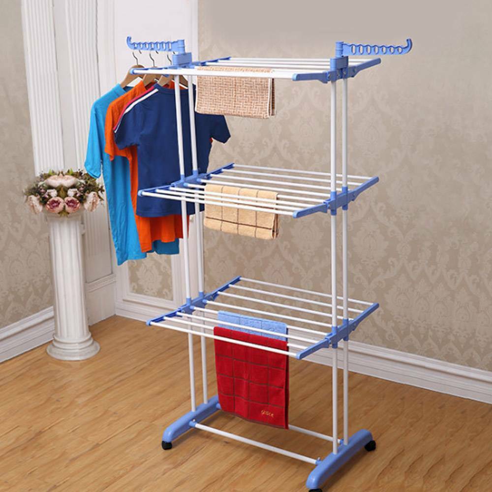 3 Layer Foldable Clothes Drying Rack - Large Capacity Cloth Hanger
