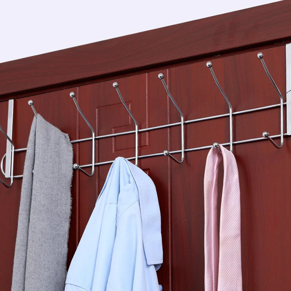 Multi Hooks Useful Stainless Steel Door Back Hanger