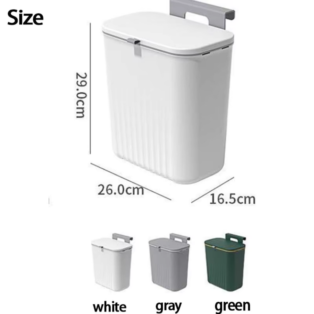 9 Liter Wall Mounted Kitchen Trash Bin, Hanging Waste Bin with Lid